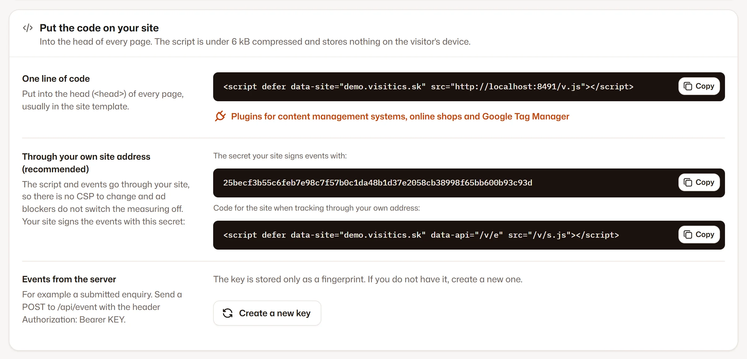 Everything in the site settings